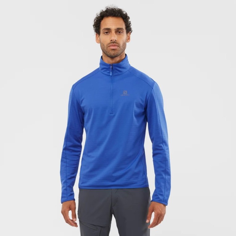 Sudaderas Salomon Essential Lightwarm Half Zip Hombre Azules | MX HJNA296